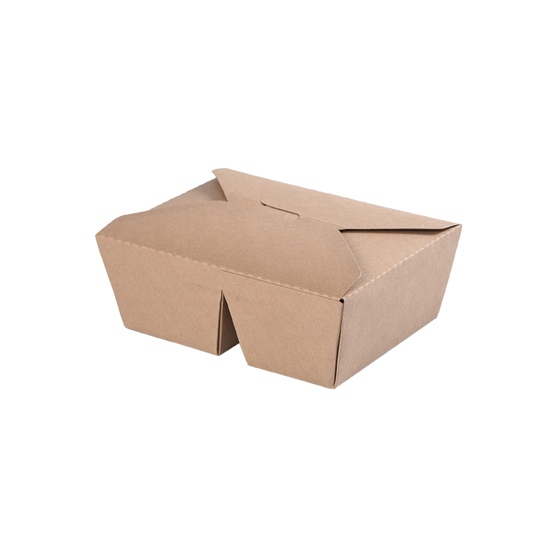 Caixa de papel Kraft para retirar com parte superior dobrada Bento Box-Two 2 Compartiment Divide