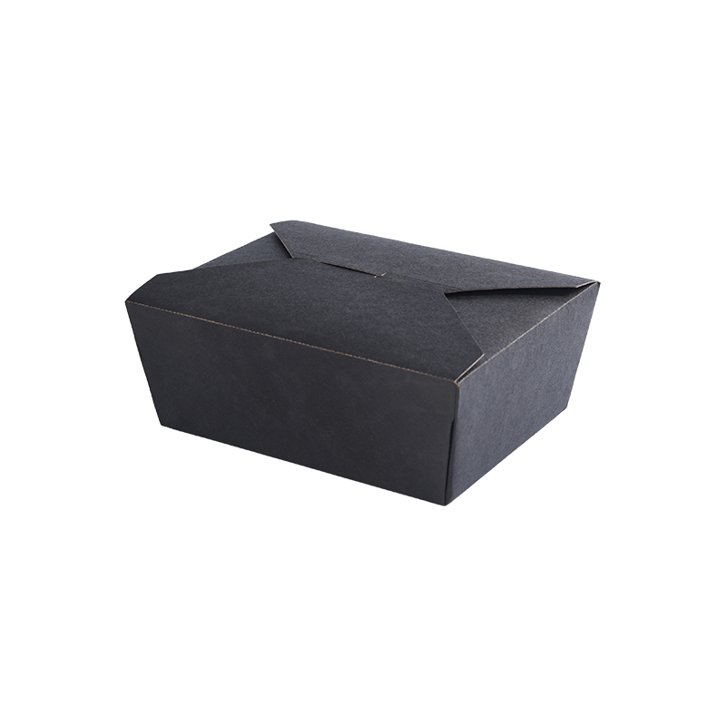 Recipiente de comida preto para viagem em papel de qualidade alimentar
