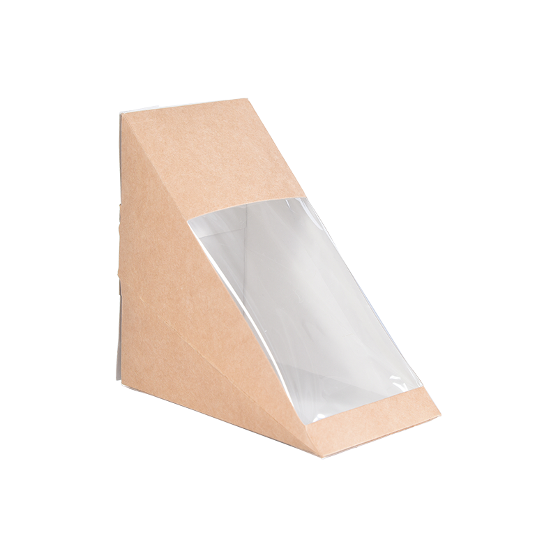 Caixas de sanduíche triangulares com janela, papel kraft, caixa de cunha, embalagem de alimentos, caixas para viagem, sobremesa de padaria
