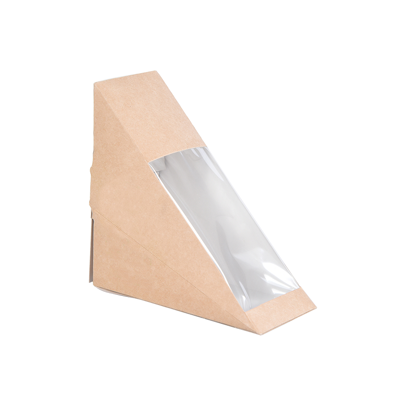 Caixas de sanduíche triangulares com janela, papel kraft, caixa de cunha, embalagem de alimentos, caixas para viagem, sobremesa de padaria